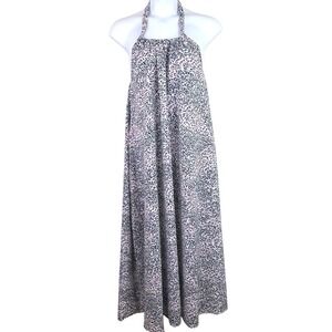 Karen-T Design OSFM Purple Leaf Halter Maxi Dress Open Back Boho Summer Vacation